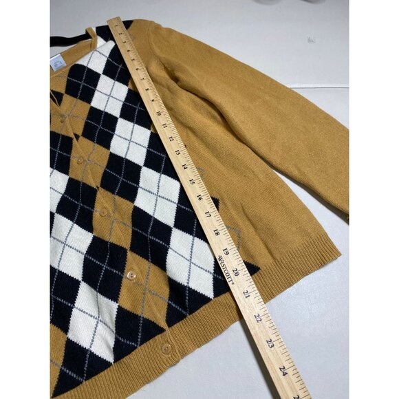 Liz Claiborne Argyle Cardigan Sweater Size Small Petite Cotton Silk Angora Blend - Picture 5 of 12